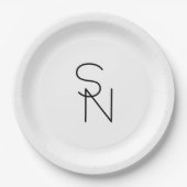 Modern ogende overlappende Initialen Papieren Bordje (Voorkant)