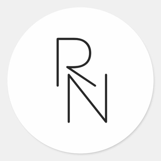 Modern ogende overlappende Initialen Ronde Sticker (Voorkant)