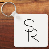 Modern ogende overlappende Initialen Sleutelhanger (Voorkant)