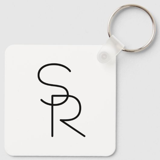 Modern ogende overlappende Initialen Sleutelhanger (Achterkant)