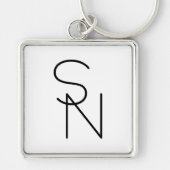 Modern ogende overlappende Initialen Sleutelhanger (Voorkant)