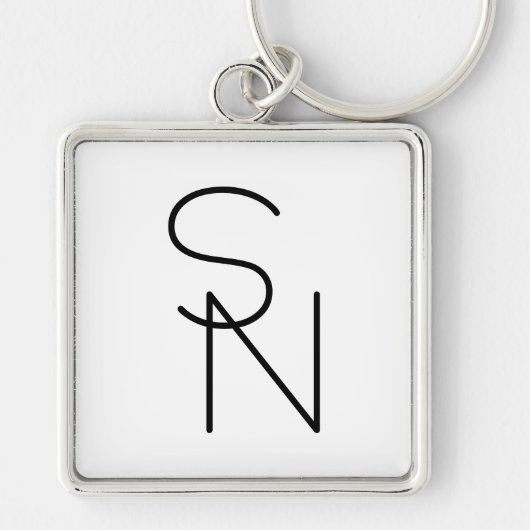 Modern ogende overlappende Initialen Sleutelhanger (Voorkant)