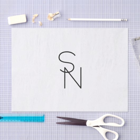 Modern ogende overlappende Initialen Tissuepapier (Craft)