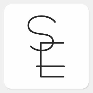 Modern ogende overlappende Initialen Vierkante Sticker