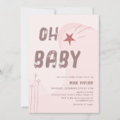Modern Oh Baby Beige esthetisch Baby shower Kaart (Voorkant)