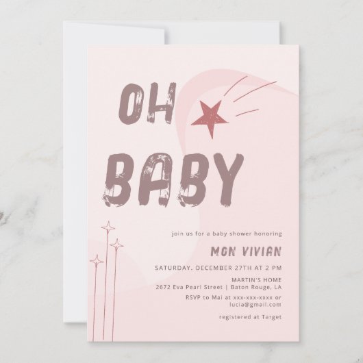 Modern Oh Baby Beige esthetisch Baby shower Kaart (Voorkant)