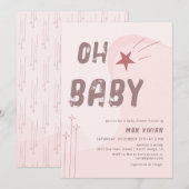 Modern Oh Baby Beige esthetisch Baby shower Kaart (Voorkant / Achterkant)