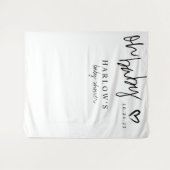 Modern Oh Baby Black en White Baby shower Banner Wandkleed (Voorkant (horizontaal))