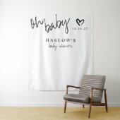 Modern Oh Baby Black en White Baby shower Banner Wandkleed (In situ)