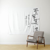Modern Oh Baby Black en White Baby shower Banner Wandkleed (In Situ (horizontaal))
