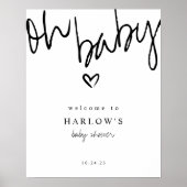 Modern Oh Baby Black en White Baby shower Welkom Poster (Voorkant)
