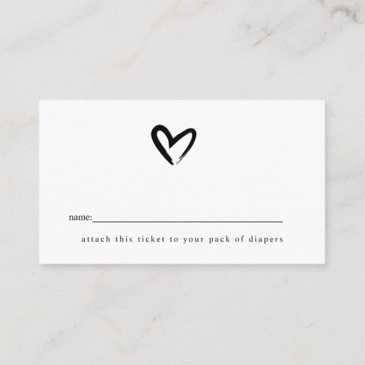 Modern Oh Baby Black en White Diaper Raffle Kaart (Achterkant)