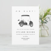 Modern Oh baby Black minimal golf baby shower Kaart (Staand voorkant)