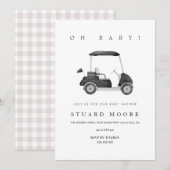 Modern Oh baby Black minimal golf baby shower Kaart (Voorkant / Achterkant)