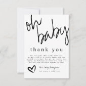 Modern Oh Baby Black & White Baby shower Bedankkaart (Voorkant)