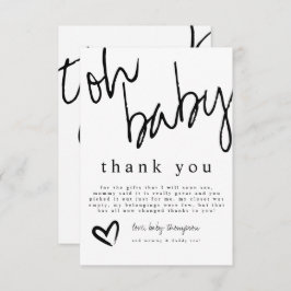 Modern Oh Baby Black & White Baby shower Bedankkaart
