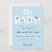 Modern Oh Baby Blue Boy Virtueel Baby shower
