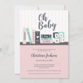 Modern oh baby boekenboekenplank baby shower kaart (Voorkant)