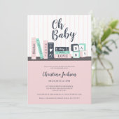 Modern oh baby boekenboekenplank baby shower kaart (Staand voorkant)