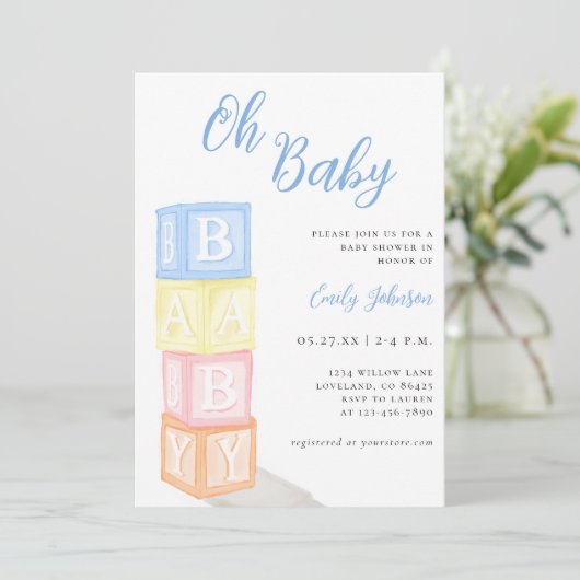 Modern Oh Baby Boy Baby shower Kaart (Staand voorkant)