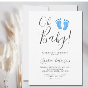 Modern Oh Baby Boy Baby shower Kaart