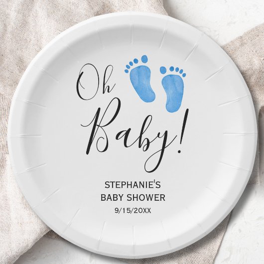 Modern Oh Baby Boy Baby shower Papieren Bordje
