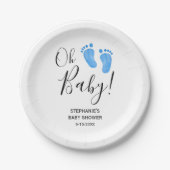 Modern Oh Baby Boy Baby shower Papieren Bordje (Voorkant)