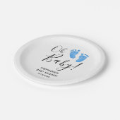 Modern Oh Baby Boy Baby shower Papieren Bordje (Gekanteld)