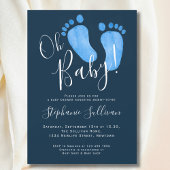 Modern Oh Baby Boy Navy Blue Baby shower Kaart