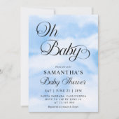 Modern Oh Baby Clouds Theme Baby shower Kaart (Voorkant)