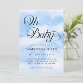 Modern Oh Baby Clouds Theme Baby shower Kaart (Staand voorkant)