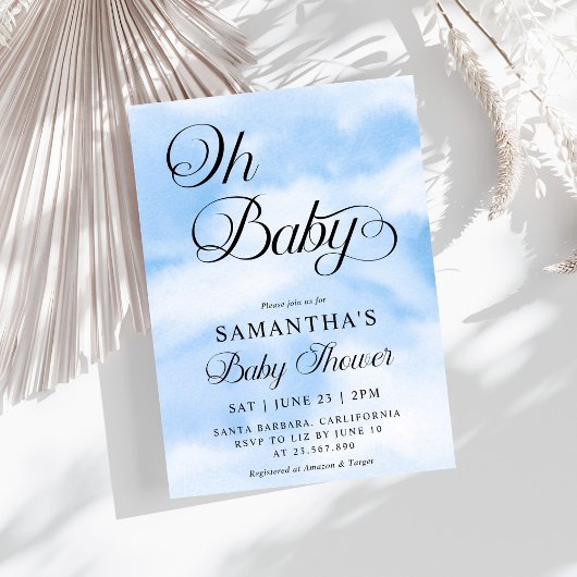 Modern Oh Baby Clouds Theme Baby shower Kaart
