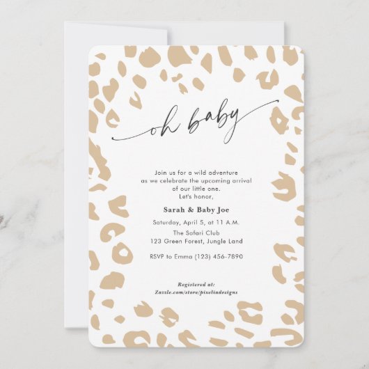 Modern Oh Baby Dierenprint Geslacht Neutrale douch Kaart (Voorkant)