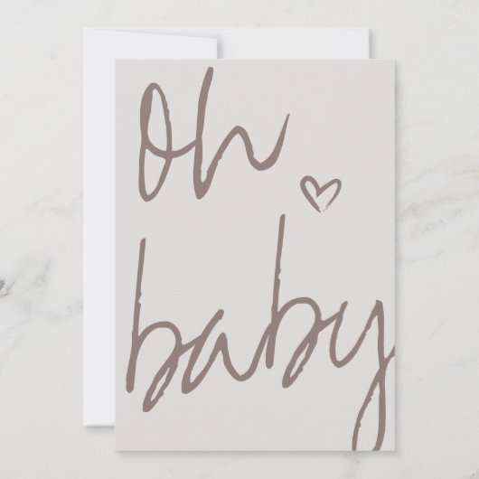 Modern Oh Baby Genderneutraal Baby shower uitnodig Aankondiging (Achterkant)