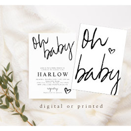 Modern Oh Baby Genderneutraal Baby shower uitnodig Aankondiging