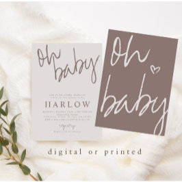 Modern Oh Baby Genderneutraal Baby shower uitnodig Aankondiging
