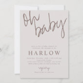 Modern Oh Baby Genderneutraal Baby shower uitnodig Aankondiging (Voorkant)