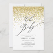 Modern Oh Baby Gold Glitter Baby shower Kaart (Voorkant)