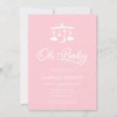 Modern Oh Baby Meisje Foto Baby shower Kaart (Voorkant)
