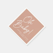 Modern Oh Baby Script Blush Terracotta Baby shower Servet (Hoek)