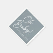 Modern Oh Baby Script Dusty Blue Baby shower Servet (Hoek)