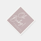 Modern Oh Baby Script Dusty Paarse Baby shower Servet (Hoek)