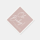 Modern Oh Baby Script Dusty Roos Baby shower Servet (Hoek)