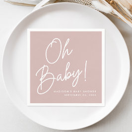 Modern Oh Baby Script Dusty Roos Baby shower Servet