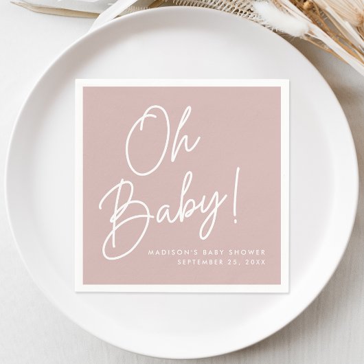 Modern Oh Baby Script Dusty Roos Baby shower Servet