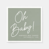 Modern OH Baby Script Sage Groen Baby shower Servet (Voorkant)