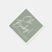 Modern OH Baby Script Sage Groen Baby shower Servet (Hoek)