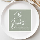 Modern OH Baby Script Sage Groen Baby shower Servet