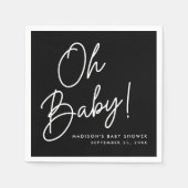 Modern Oh Baby Script Zwart-wit Baby shower Servet (Voorkant)
