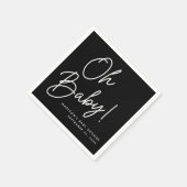 Modern Oh Baby Script Zwart-wit Baby shower Servet (Hoek)